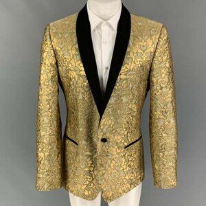 DOLCE & GABBANA SS 17 Gold Jacquard Polyethylene Notch Lapel Sport Coat